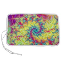 Fractal Spiral Abstract Background Vortex Yellow Pen Storage Case (s)