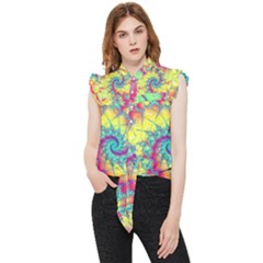 Fractal Spiral Abstract Background Vortex Yellow Frill Detail Shirt