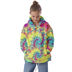 Fractal Spiral Abstract Background Vortex Yellow Kids  Oversized Hoodie by Ket1n9