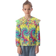 Fractal Spiral Abstract Background Vortex Yellow Kids  Peter Pan Collar Blouse