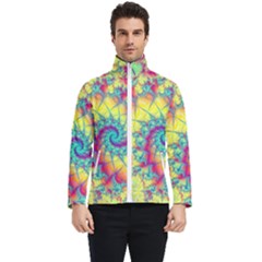 Fractal Spiral Abstract Background Vortex Yellow Men s Bomber Jacket