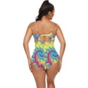 Fractal Spiral Abstract Background Vortex Yellow Retro Full Coverage Swimsuit View4