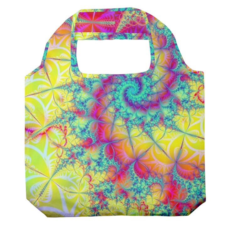 Fractal Spiral Abstract Background Vortex Yellow Premium Foldable Grocery Recycle Bag