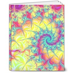 Fractal Spiral Abstract Background Vortex Yellow 8  X 10  Hardcover Notebook