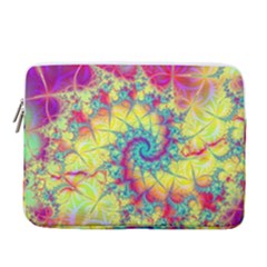 Fractal Spiral Abstract Background Vortex Yellow 14  Vertical Laptop Sleeve Case With Pocket by Ket1n9