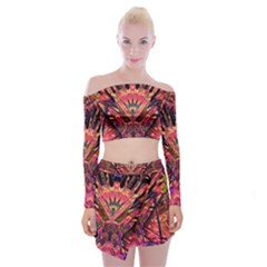 Trippy Garland Off Shoulder Top With Mini Skirt Set