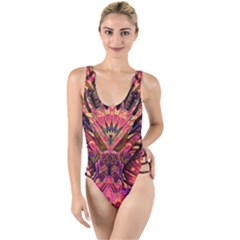 Trippy Garland High Leg Strappy Swimsuit