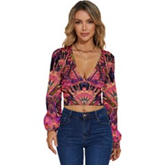 Trippy Garland Long Sleeve Deep-v Velour Top