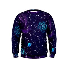 Realistic Night Sky Poster With Constellations Kids  Sweatshirt