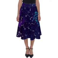 Realistic Night Sky Poster With Constellations Perfect Length Midi Skirt by Ket1n9