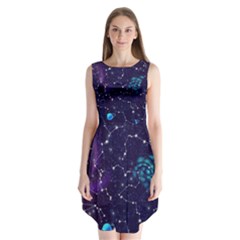 Realistic Night Sky Poster With Constellations Sleeveless Chiffon Dress   by Ket1n9