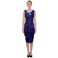 Realistic Night Sky Poster With Constellations Sleeveless Pencil Dress by Ket1n9