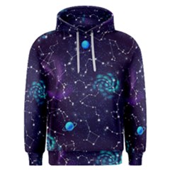 Realistic Night Sky Poster With Constellations Men s Overhead Hoodie