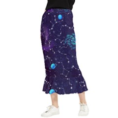 Realistic Night Sky Poster With Constellations Maxi Fishtail Chiffon Skirt by Ket1n9