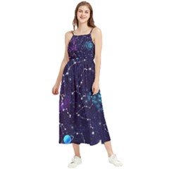 Realistic Night Sky Poster With Constellations Boho Sleeveless Summer Dress by Ket1n9