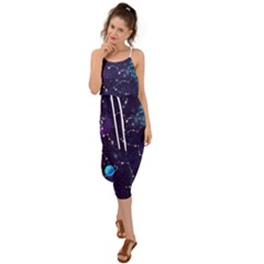 Realistic Night Sky Poster With Constellations Waist Tie Cover Up Chiffon Dress by Ket1n9