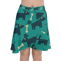 Happy Dogs Animals Pattern Chiffon Wrap Front Skirt by Ket1n9