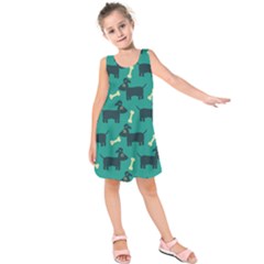 Happy Dogs Animals Pattern Kids  Sleeveless Dress by Ket1n9