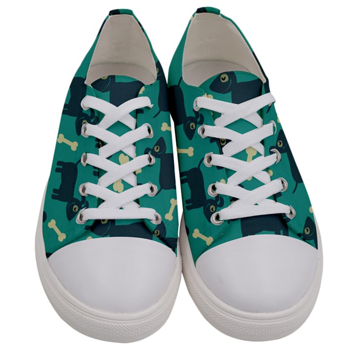 Happy Dogs Animals Pattern Women s Low Top Canvas Sneakers