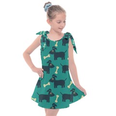 Happy Dogs Animals Pattern Kids  Tie Up Tunic Dress by Ket1n9