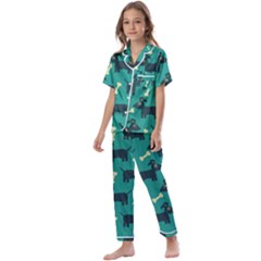 Happy Dogs Animals Pattern Kids  Satin Short Sleeve Pajamas Set by Ket1n9