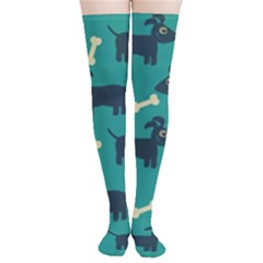 Happy Dogs Animals Pattern Thigh High Stockings by Ket1n9