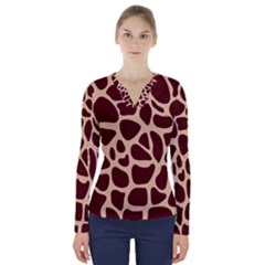 Animal Print Girraf Patterns V-neck Long Sleeve Top by Ket1n9