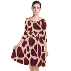 Animal Print Girraf Patterns Quarter Sleeve Waist Band Dress by Ket1n9