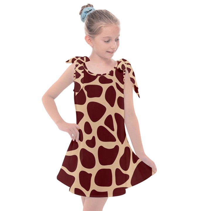 Animal Print Girraf Patterns Kids  Tie Up Tunic Dress