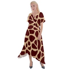 Animal Print Girraf Patterns Cross Front Sharkbite Hem Maxi Dress by Ket1n9