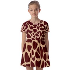 Animal Print Girraf Patterns Kids  Short Sleeve Pinafore Style Dress by Ket1n9