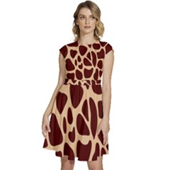 Animal Print Girraf Patterns Cap Sleeve High Waist Dress by Ket1n9