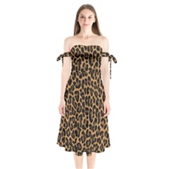 Tiger Skin Art Pattern Shoulder Tie Bardot Midi Dress by Ket1n9