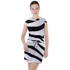 White Tiger Skin Drawstring Hooded Dress by Ket1n9