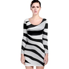 White Tiger Skin Long Sleeve Velvet Bodycon Dress by Ket1n9