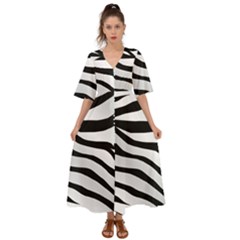 White Tiger Skin Kimono Sleeve Boho Dress by Ket1n9