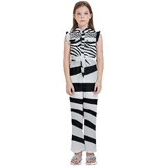 White Tiger Skin Kids  Sleeveless Ruffle Edge Band Collar Chiffon One Piece by Ket1n9