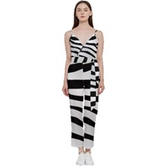 White Tiger Skin V-neck Camisole Jumpsuit by Ket1n9