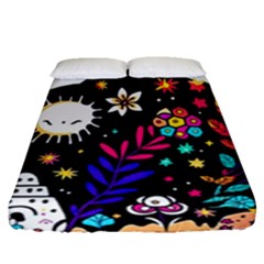 Rainbow Fun Cute Minimal Doodle Fitted Sheet (queen Size) by Bedest