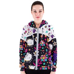 Rainbow Fun Cute Minimal Doodle Women s Zipper Hoodie