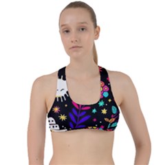 Rainbow Fun Cute Minimal Doodle Criss Cross Racerback Sports Bra by Bedest