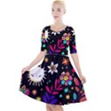 Rainbow Fun Cute Minimal Doodle Quarter Sleeve A-Line Dress With Pockets View1