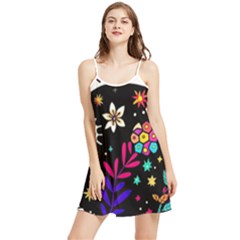 Rainbow Fun Cute Minimal Doodle Summer Frill Dress by Bedest