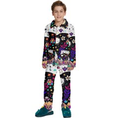 Rainbow Fun Cute Minimal Doodle Kids  Long Sleeve Velvet Pajamas Set by Bedest