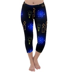 Background Doodles Candles Graphic Capri Winter Leggings 