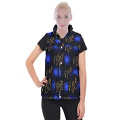 Background Doodles Candles Graphic Women s Button Up Vest