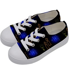 Background Doodles Candles Graphic Kids  Low Top Canvas Sneakers by Bedest