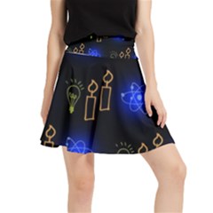 Background Doodles Candles Graphic Waistband Skirt by Bedest