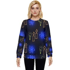 Background Doodles Candles Graphic Hidden Pocket Sweatshirt