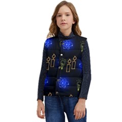 Background Doodles Candles Graphic Kid s Button Up Puffer Vest	